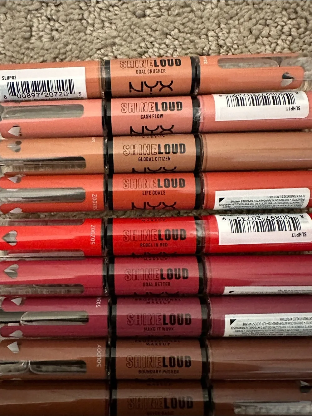 BRAND NEW NYX Shine Loud High Shine Lip Color 9-Piece Lot